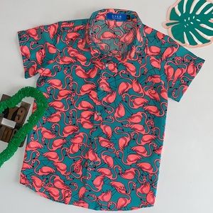 SSLR Boy’s Flamingo🦩Print Hawaiian S/S Shirt
